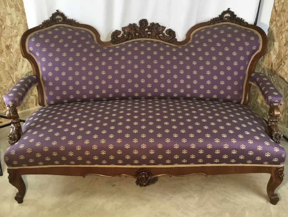 Superb Continental Carved Show Wood Settee View XIII
