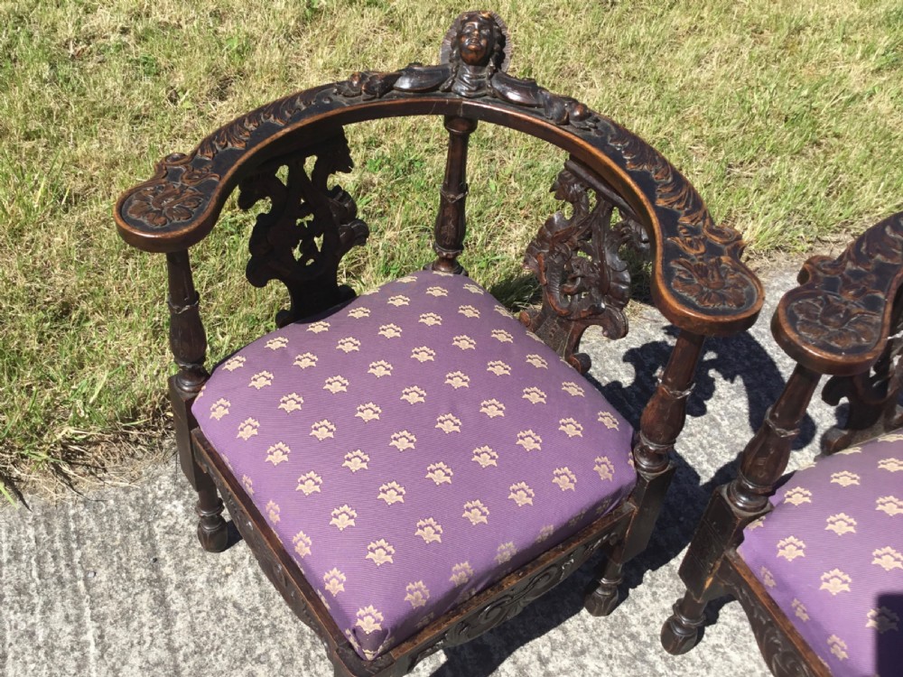 Fabulous Pair Carved Continental Corner Chairs View XI