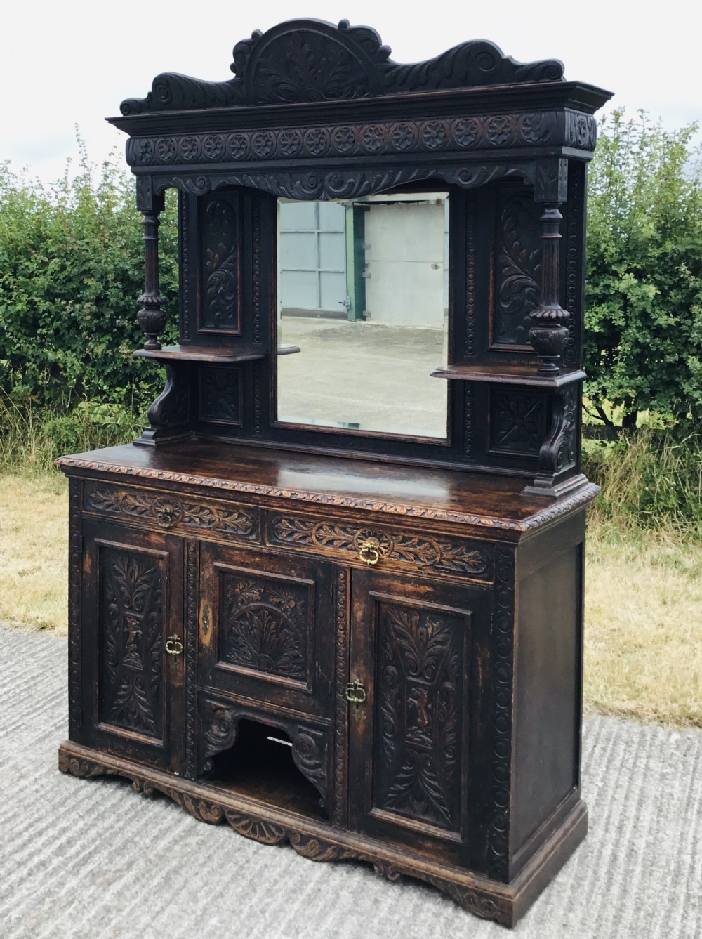 Carved Oak 5 ft Dresser of Character 