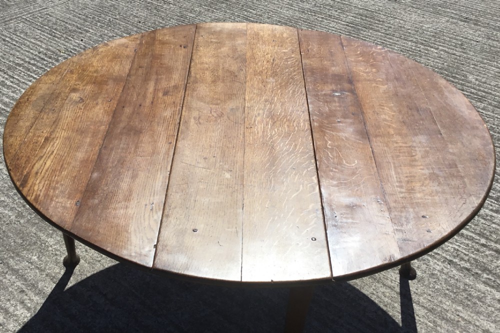 19th C Oak Oval Pad Foot Gateleg Table View VI