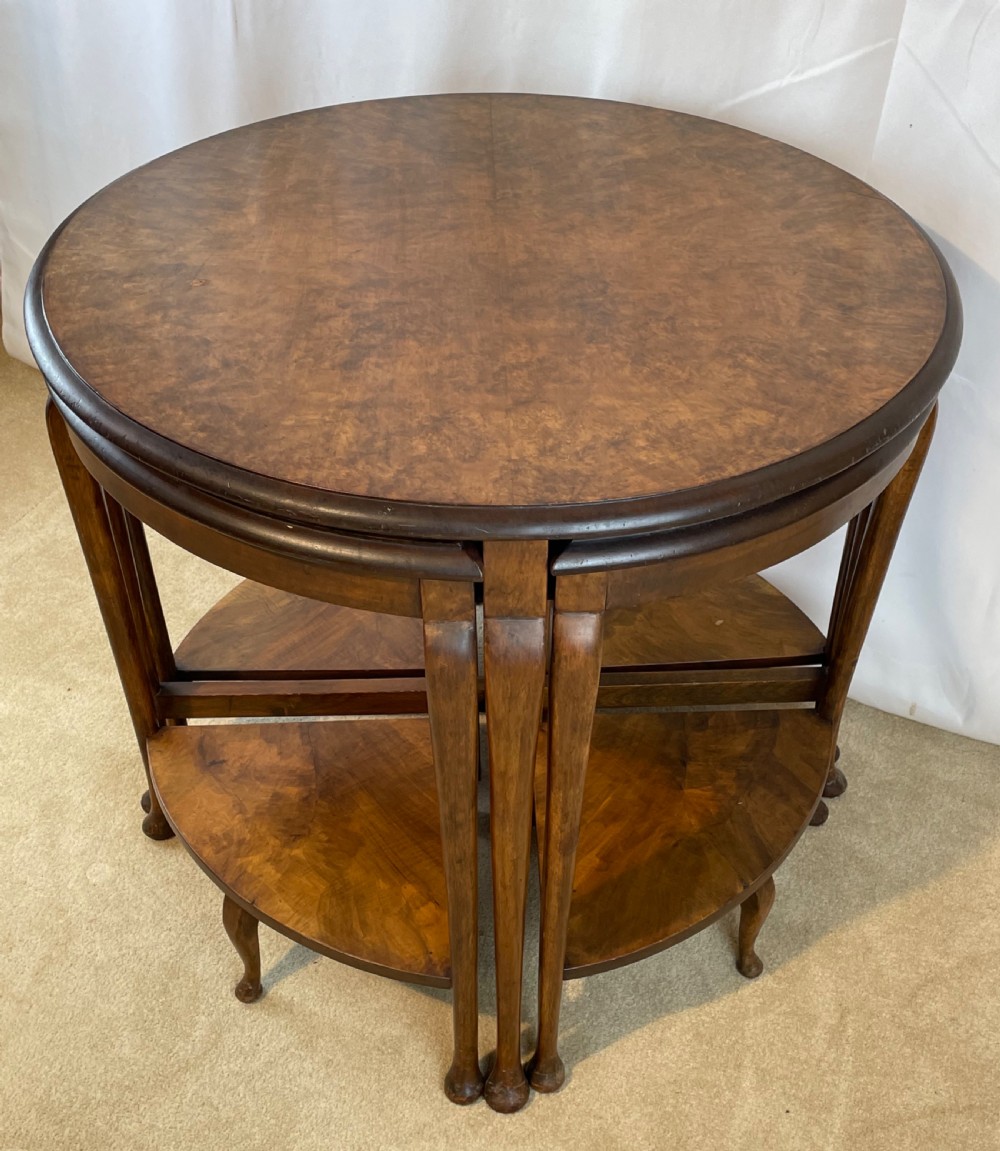 Fine Burr Walnut Nest of Five Tables