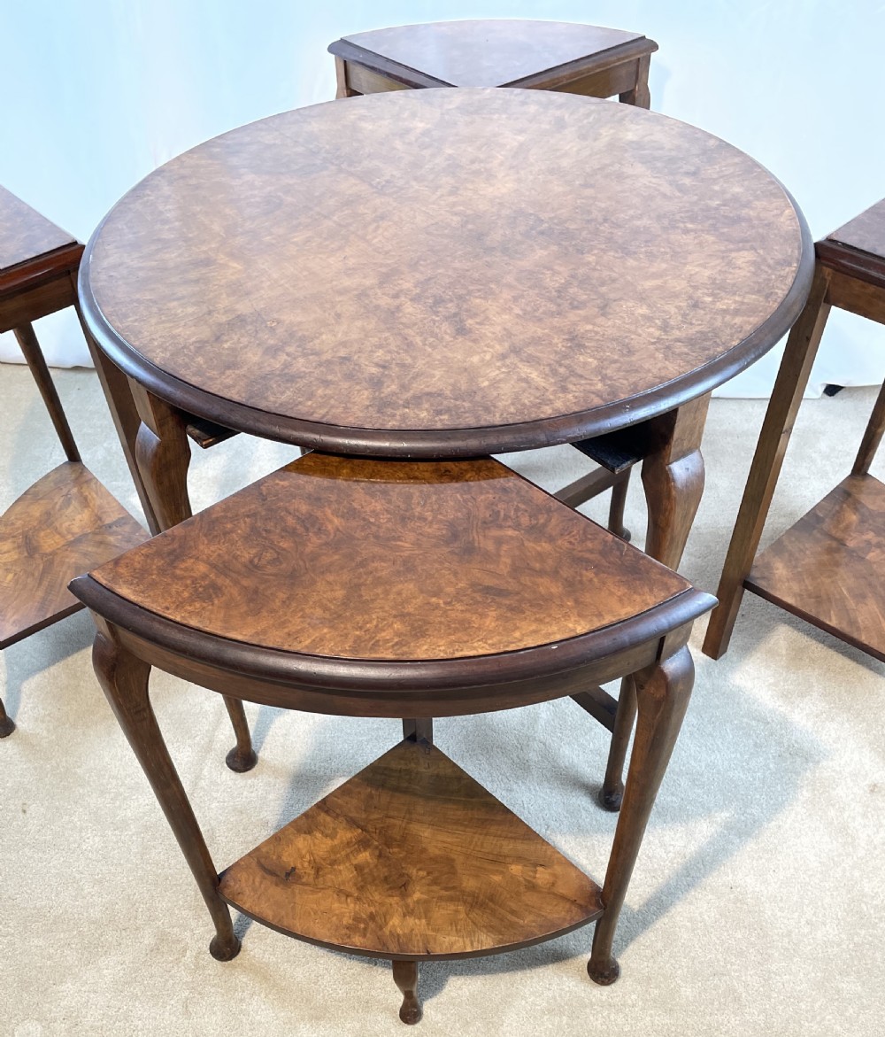 Fine Burr Walnut Nest of Five Tables View V