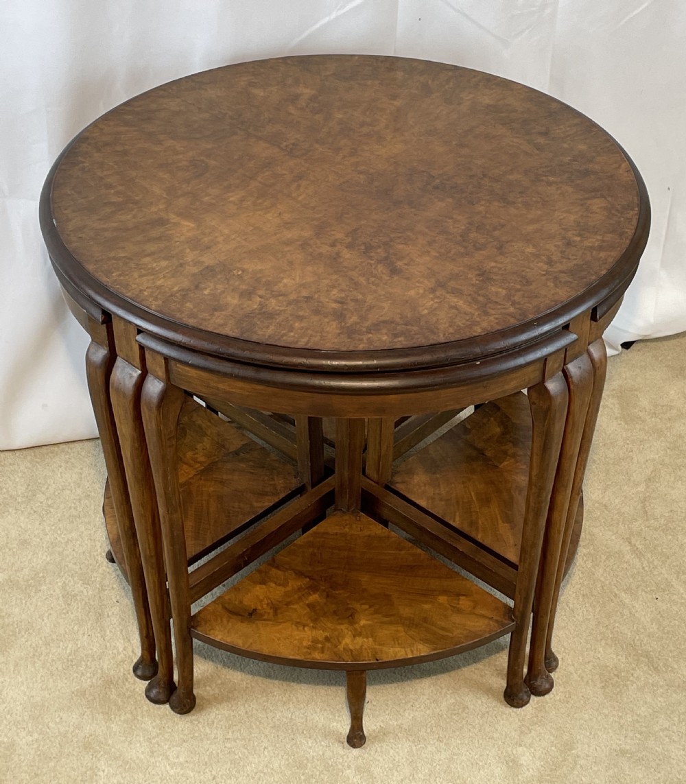 Fine Burr Walnut Nest of Five Tables View VI