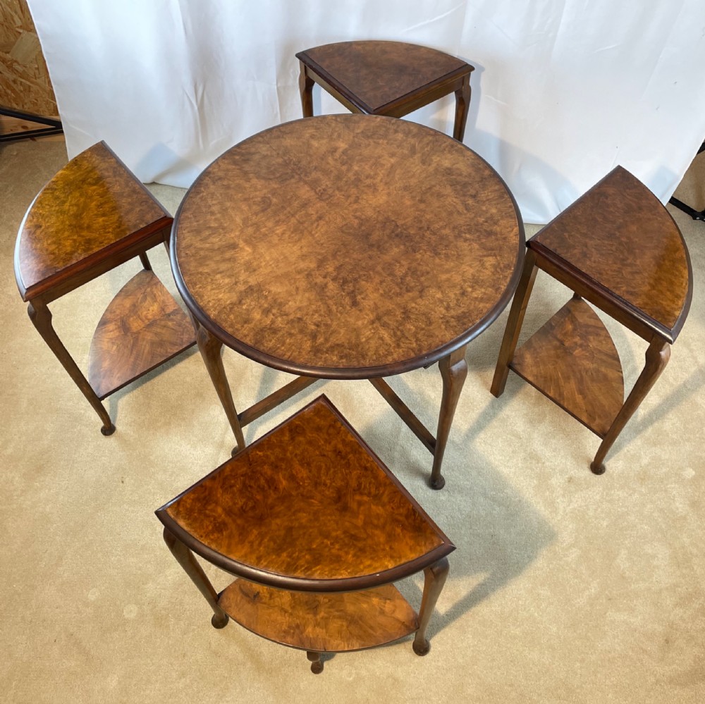 Fine Burr Walnut Nest of Five Tables View VII