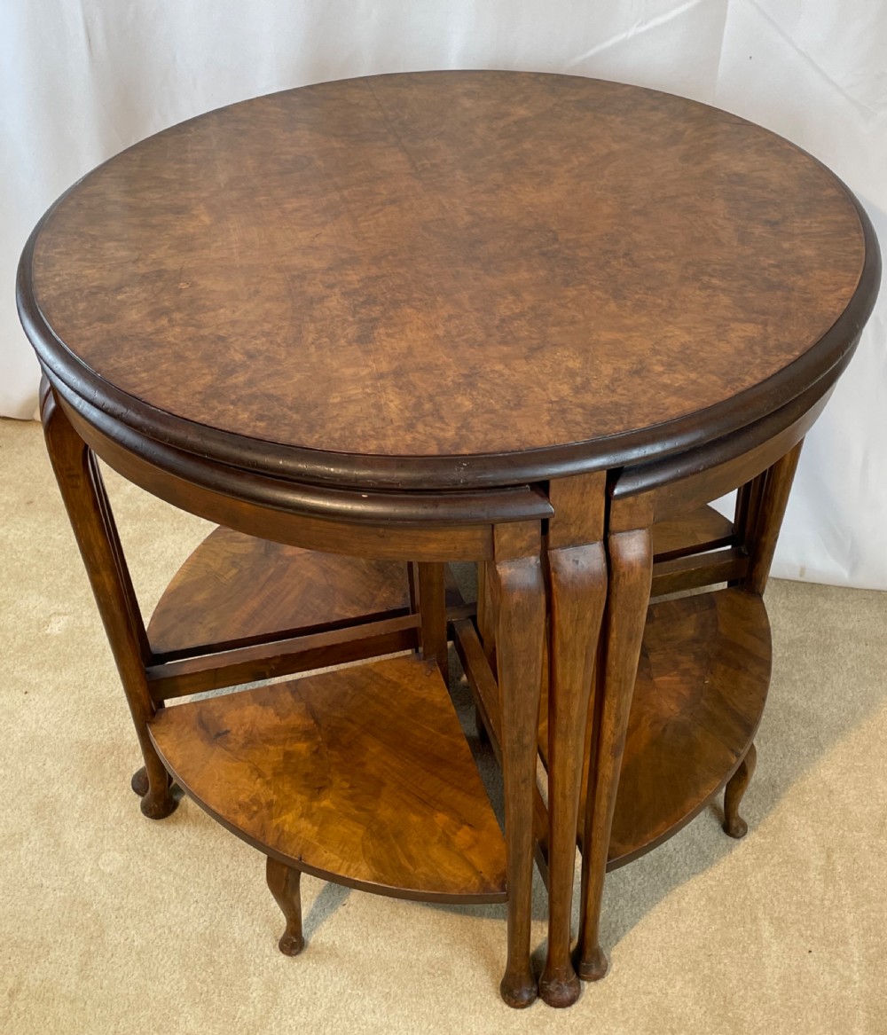 Fine Burr Walnut Nest of Five Tables View XI