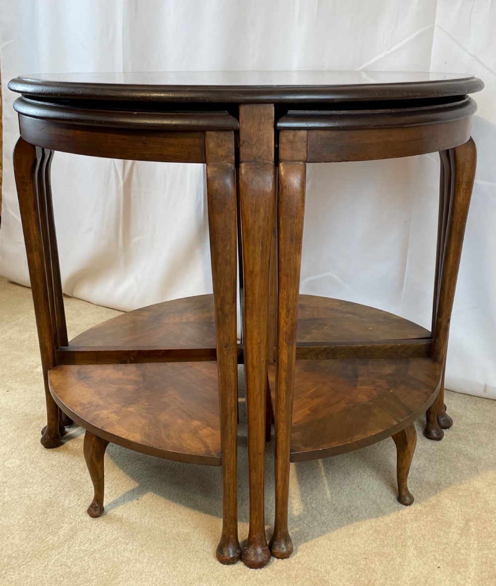 Fine Burr Walnut Nest of Five Tables View XII
