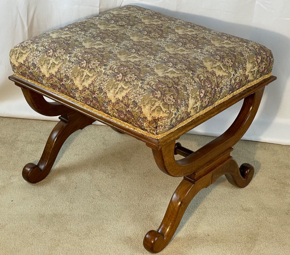Superb 19th C Walnut X Frame Stool View IV