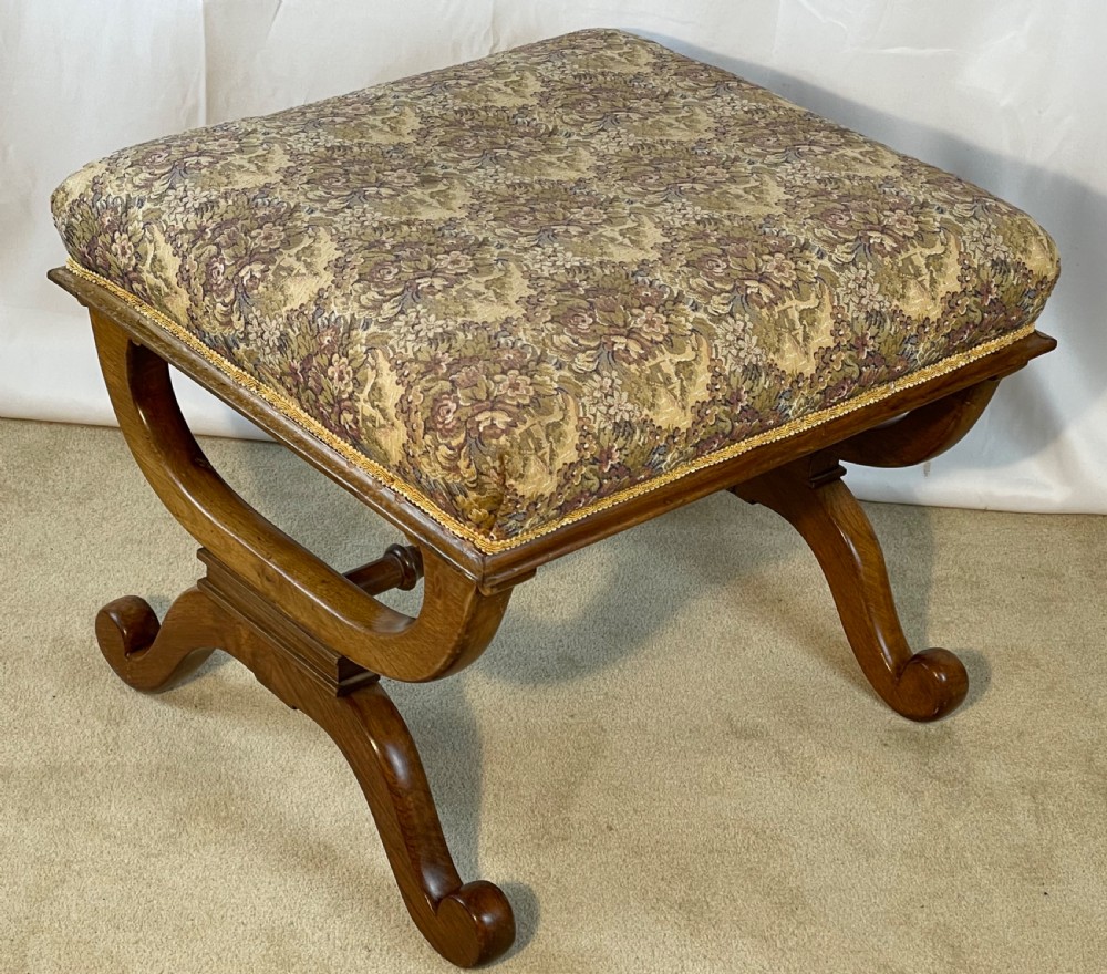 Superb 19th C Walnut X Frame Stool View VII