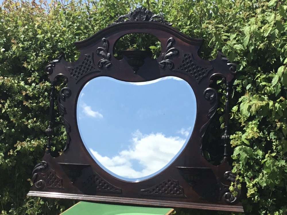 Late Victorian Heart Plate Overmantel Mirror 