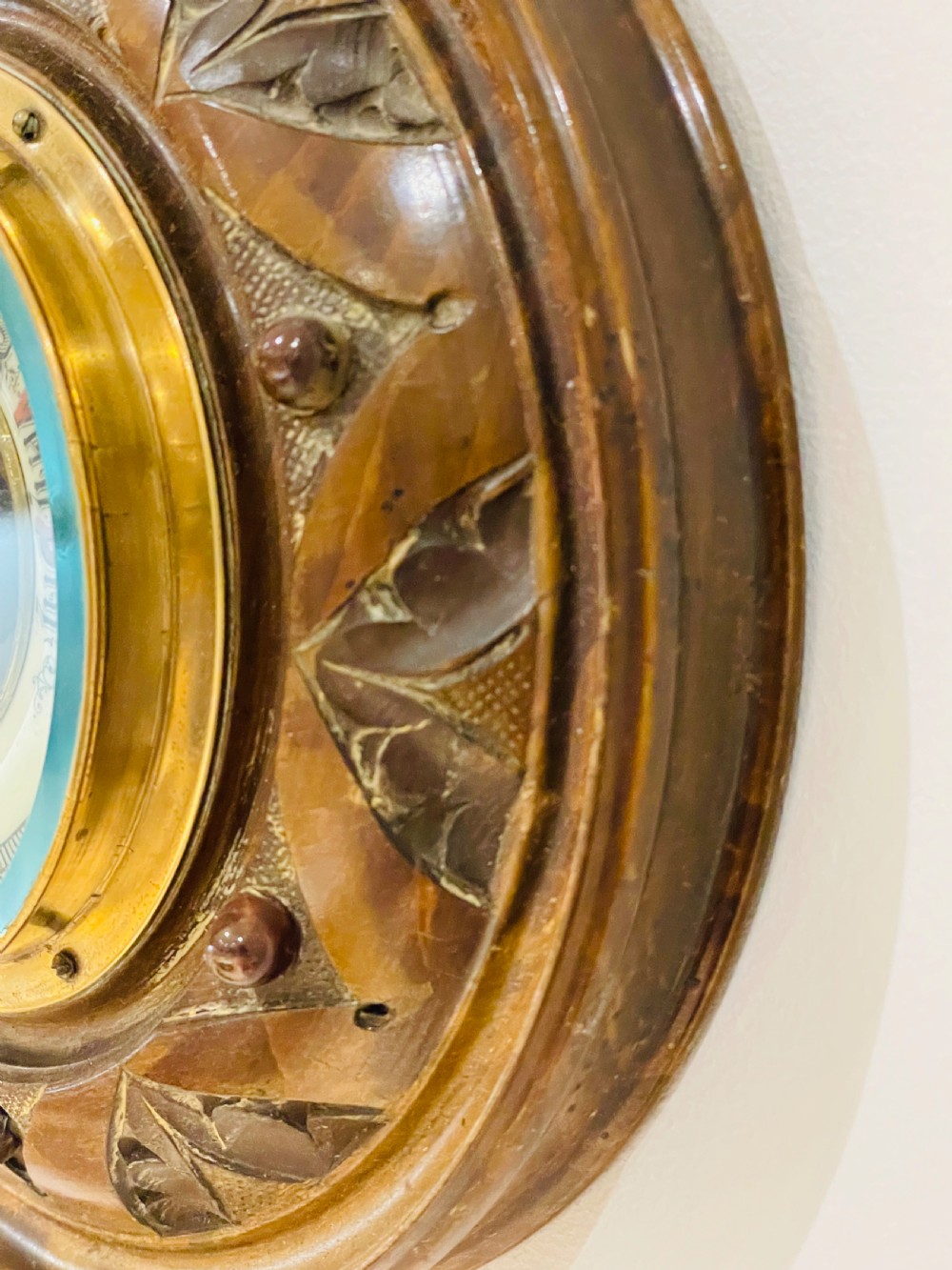 Victorian Carved Walnut Barometer View V