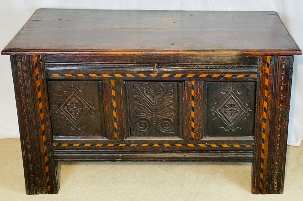 Parquetry Inlaid 17th Century Oak Coffer  View VII