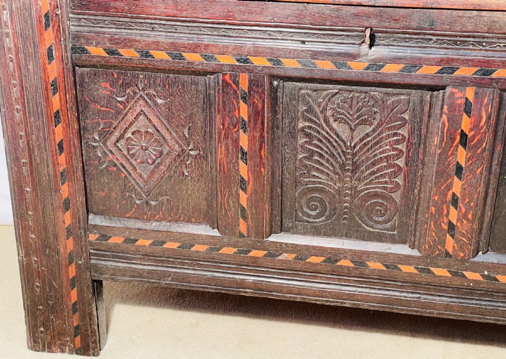 Parquetry Inlaid 17th Century Oak Coffer  View VIII