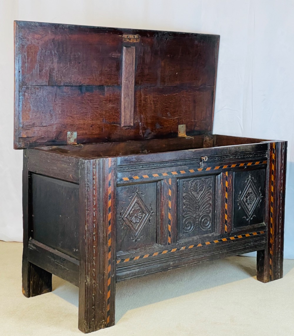 Parquetry Inlaid 17th Century Oak Coffer  View IX
