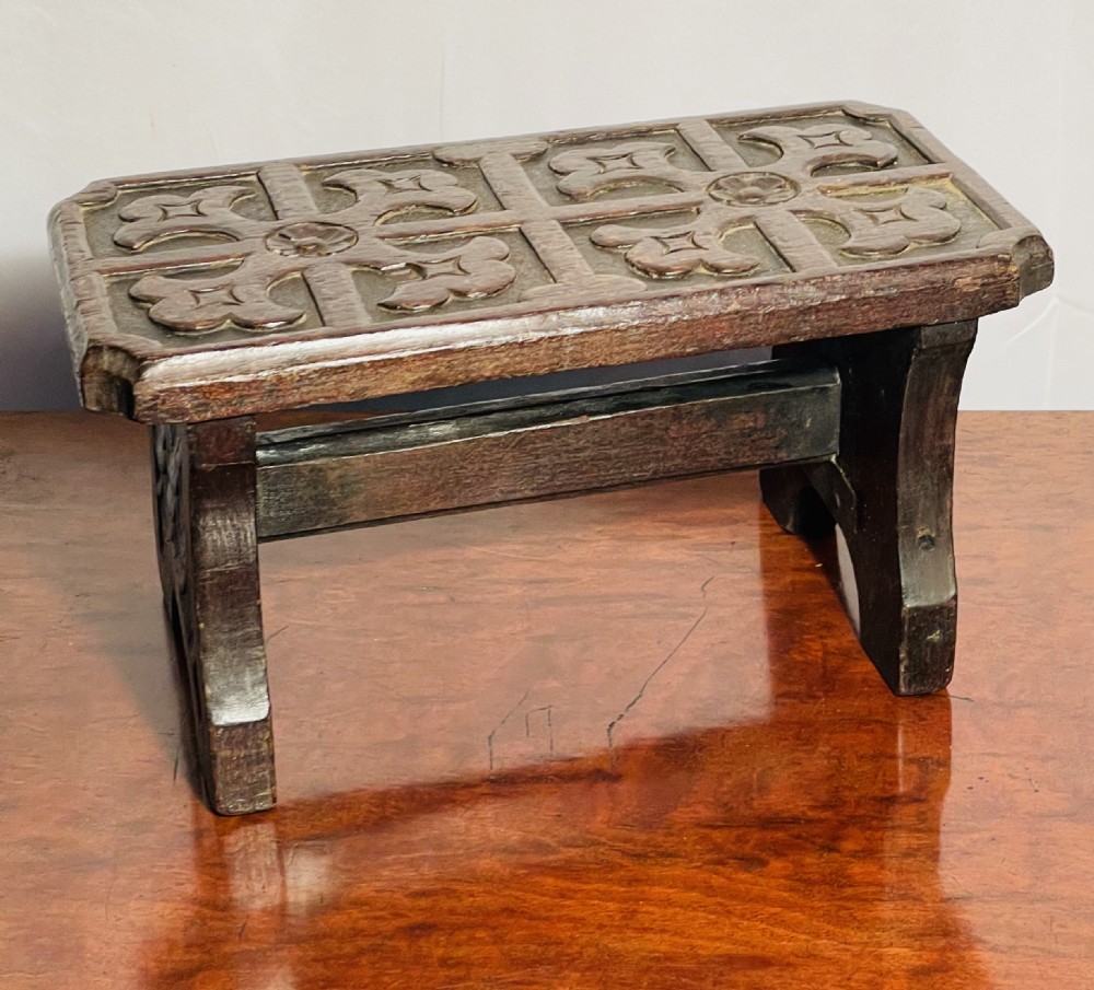 Small Victorian Folk Art Carved Stool View II