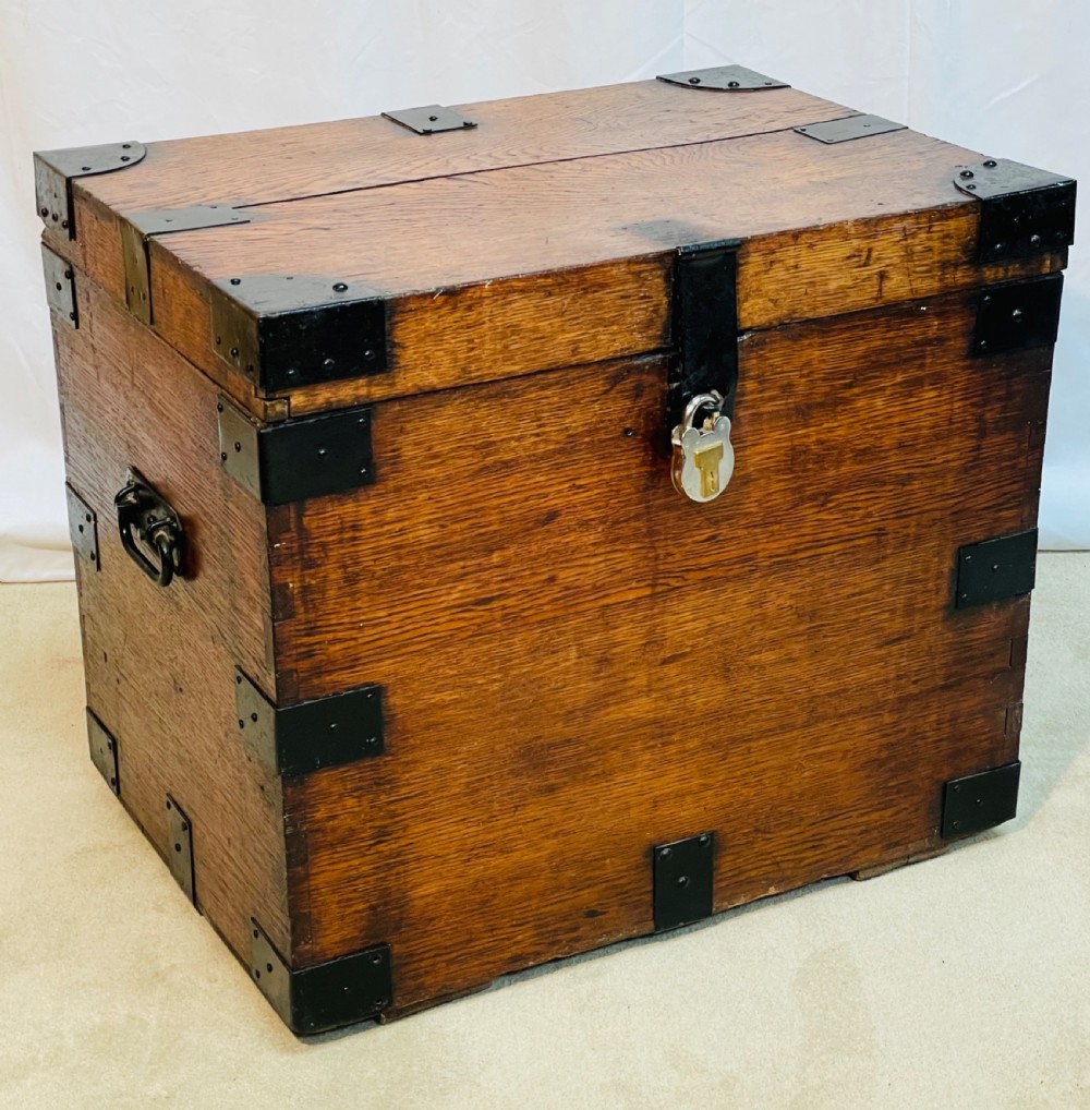 Iron Bound Oak Silver Trunk 19th Century
