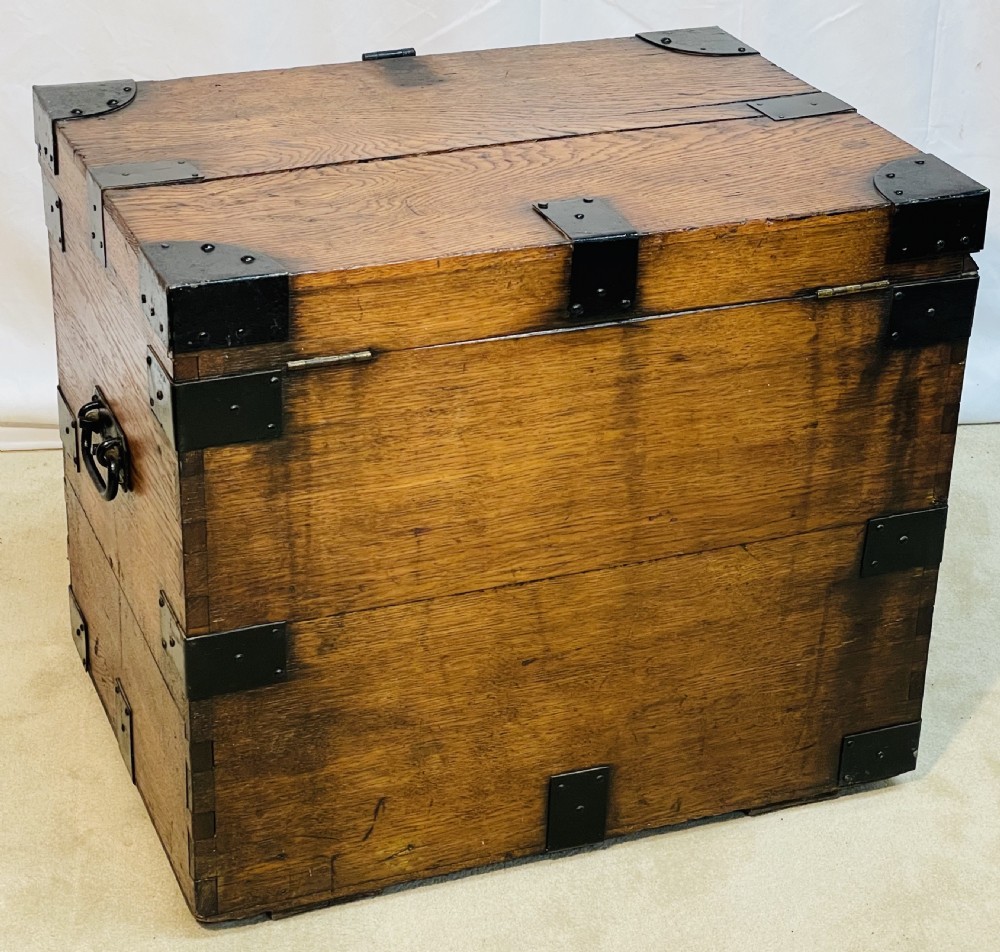 Iron Bound Oak Silver Trunk 19th Century View II