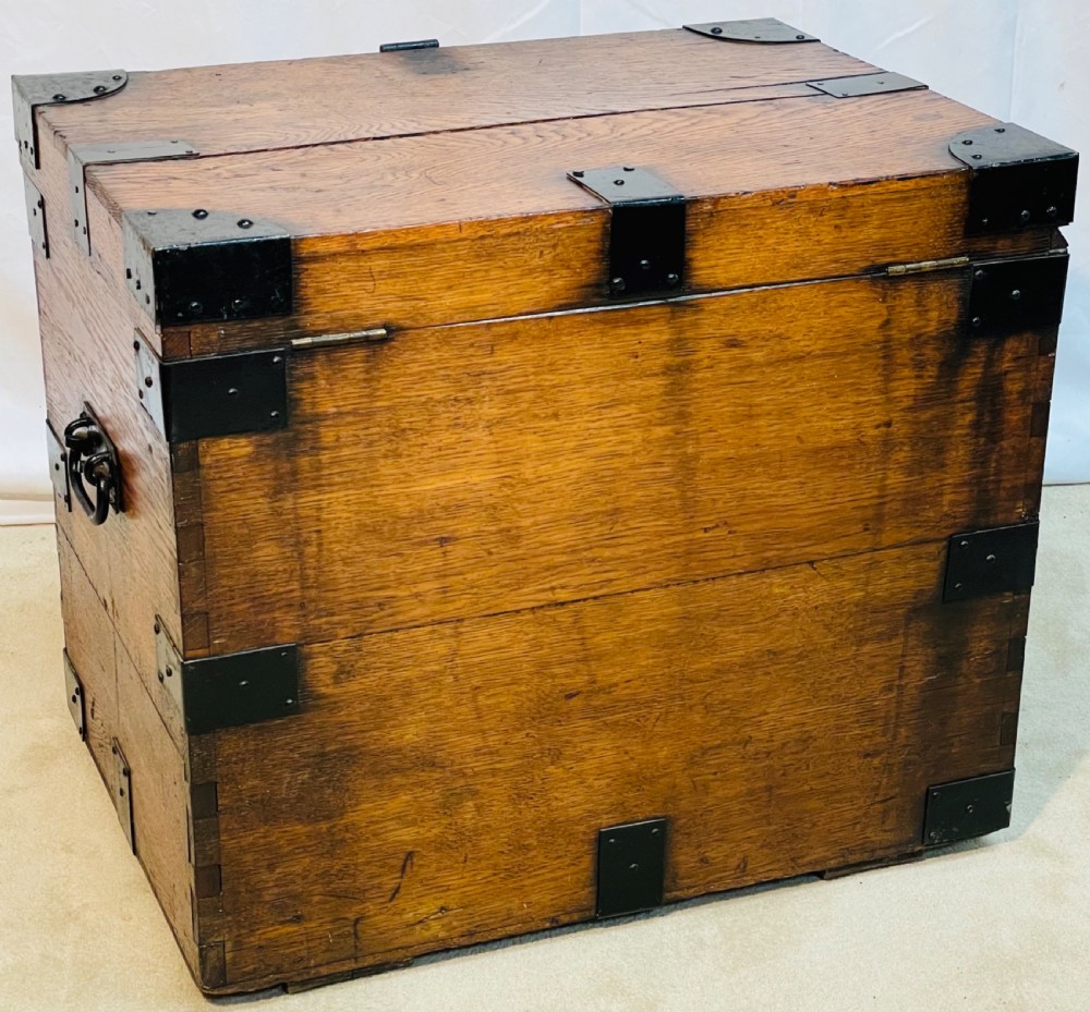 Iron Bound Oak Silver Trunk 19th Century View III