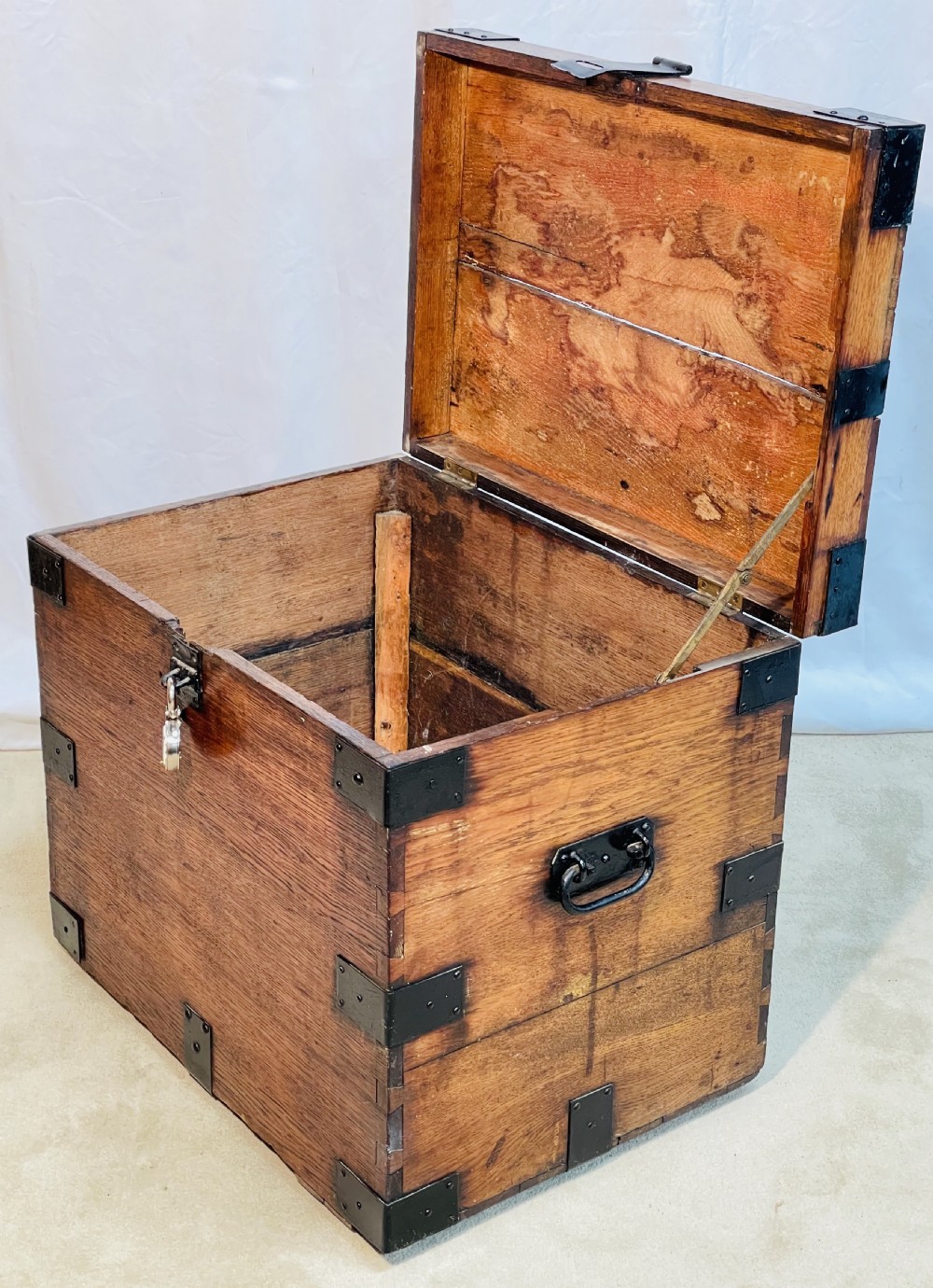 Iron Bound Oak Silver Trunk 19th Century View V