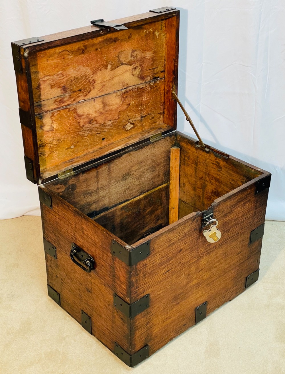 Iron Bound Oak Silver Trunk 19th Century View VI