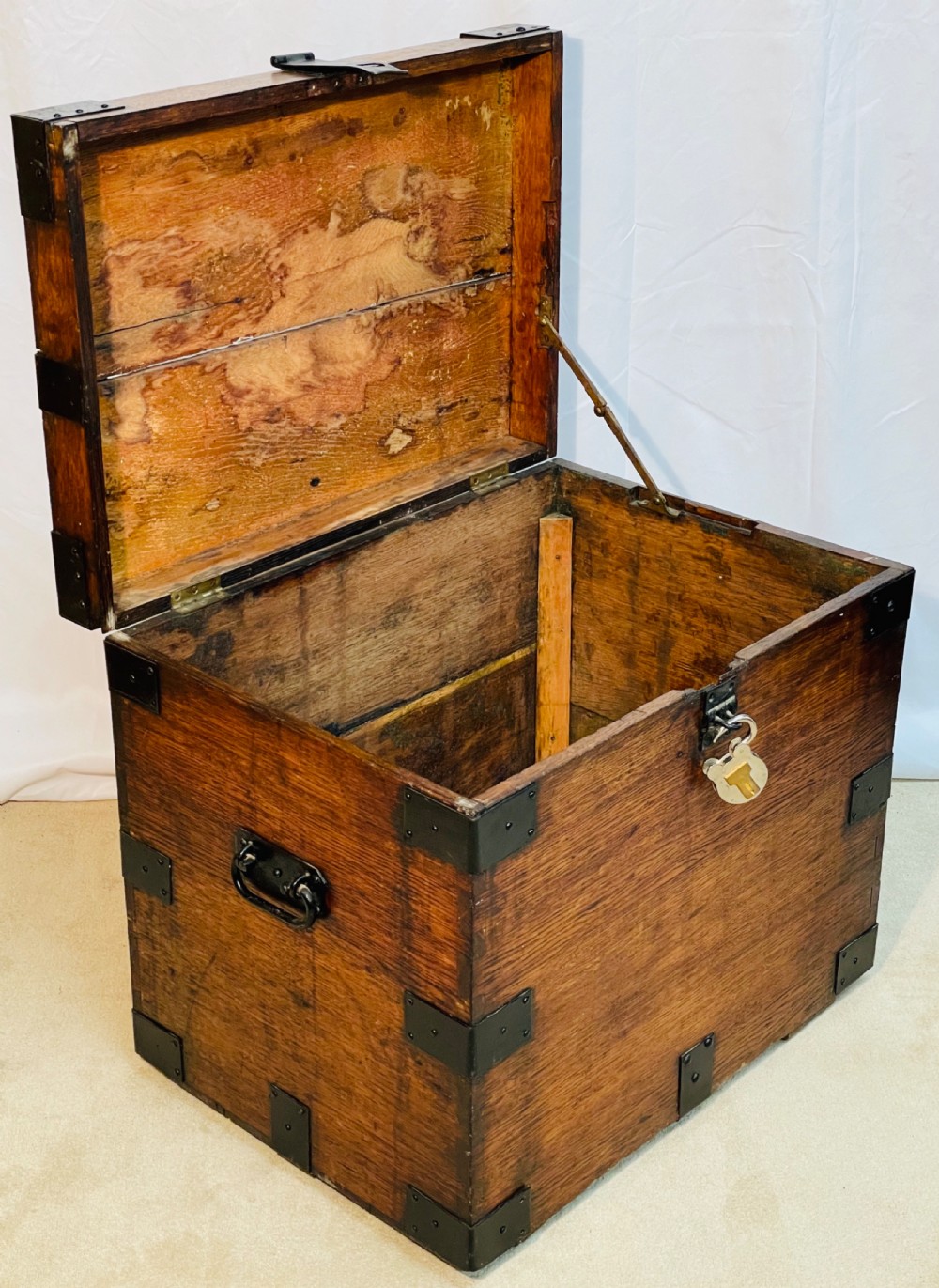 Iron Bound Oak Silver Trunk 19th Century View VII