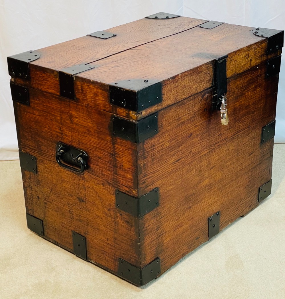 Iron Bound Oak Silver Trunk 19th Century View VIII