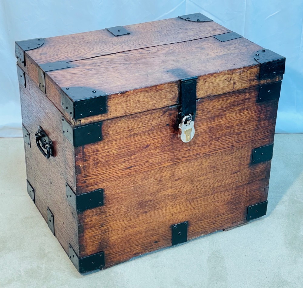 Iron Bound Oak Silver Trunk 19th Century View IX