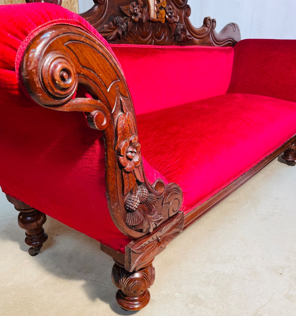 Stunning Irish Mahogany Double Scroll End Sofa  View IV