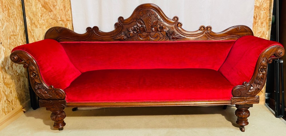Stunning Irish Mahogany Double Scroll End Sofa  View V