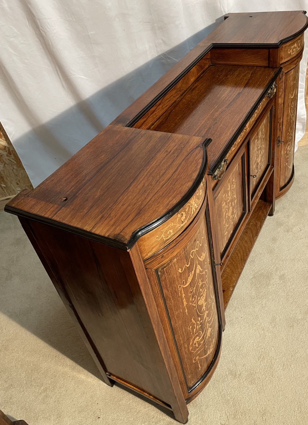 Fabulous Inlaid Victorian Rosewood Parlour Cabinet View XII