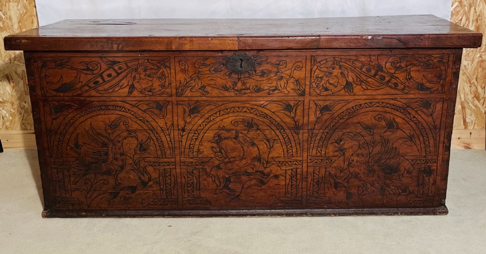 Fabulous 17th Century Italian Carved Cedarwood Coffer