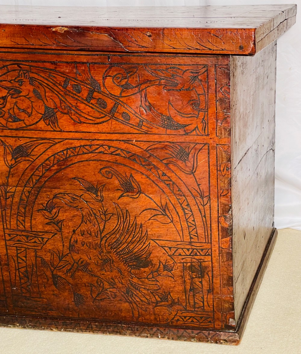 Fabulous 17th Century Italian Carved Cedarwood Coffer View II