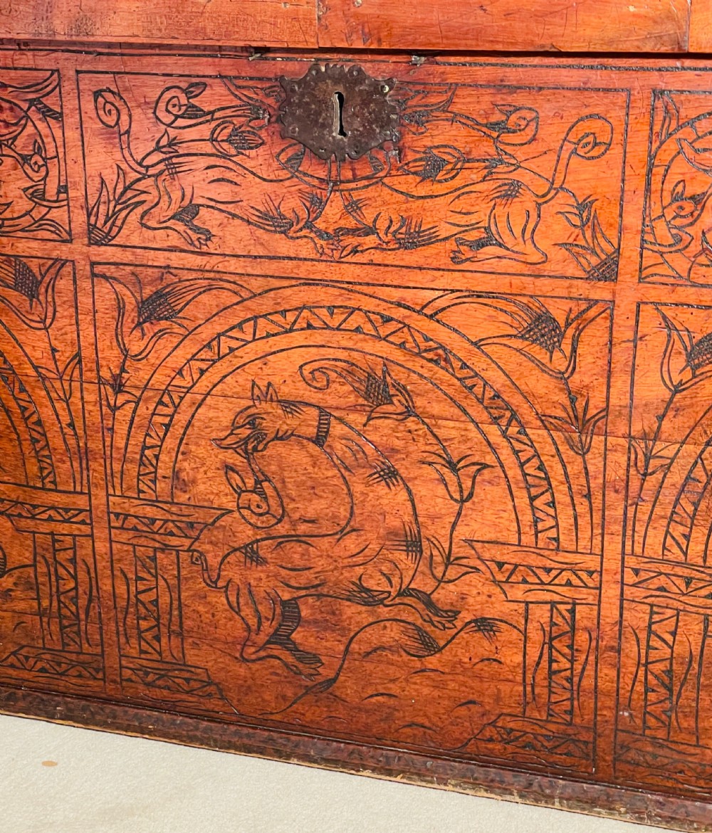 Fabulous 17th Century Italian Carved Cedarwood Coffer View III
