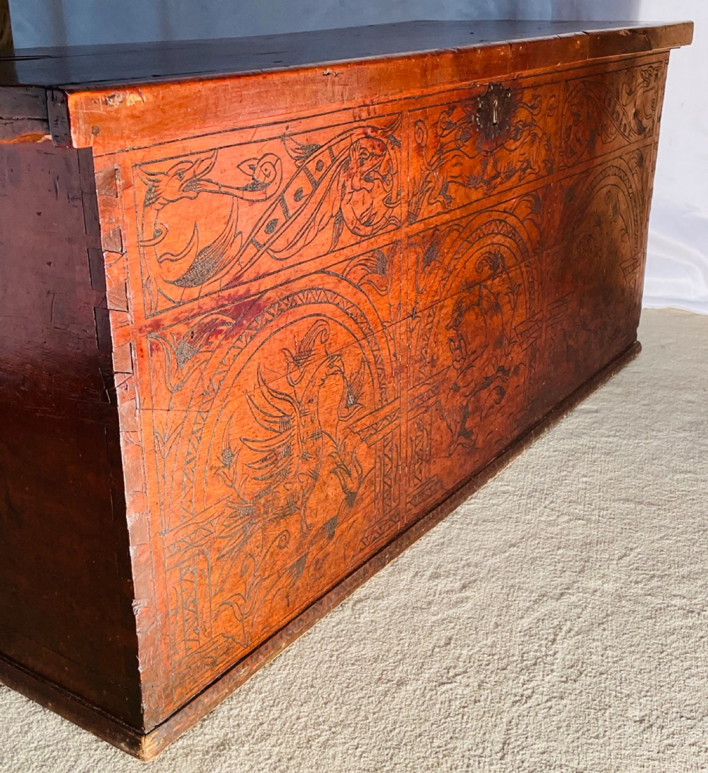 Fabulous 17th Century Italian Carved Cedarwood Coffer View X