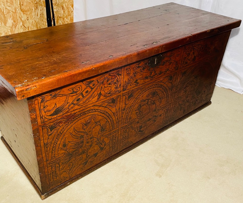 Fabulous 17th Century Italian Carved Cedarwood Coffer View XI