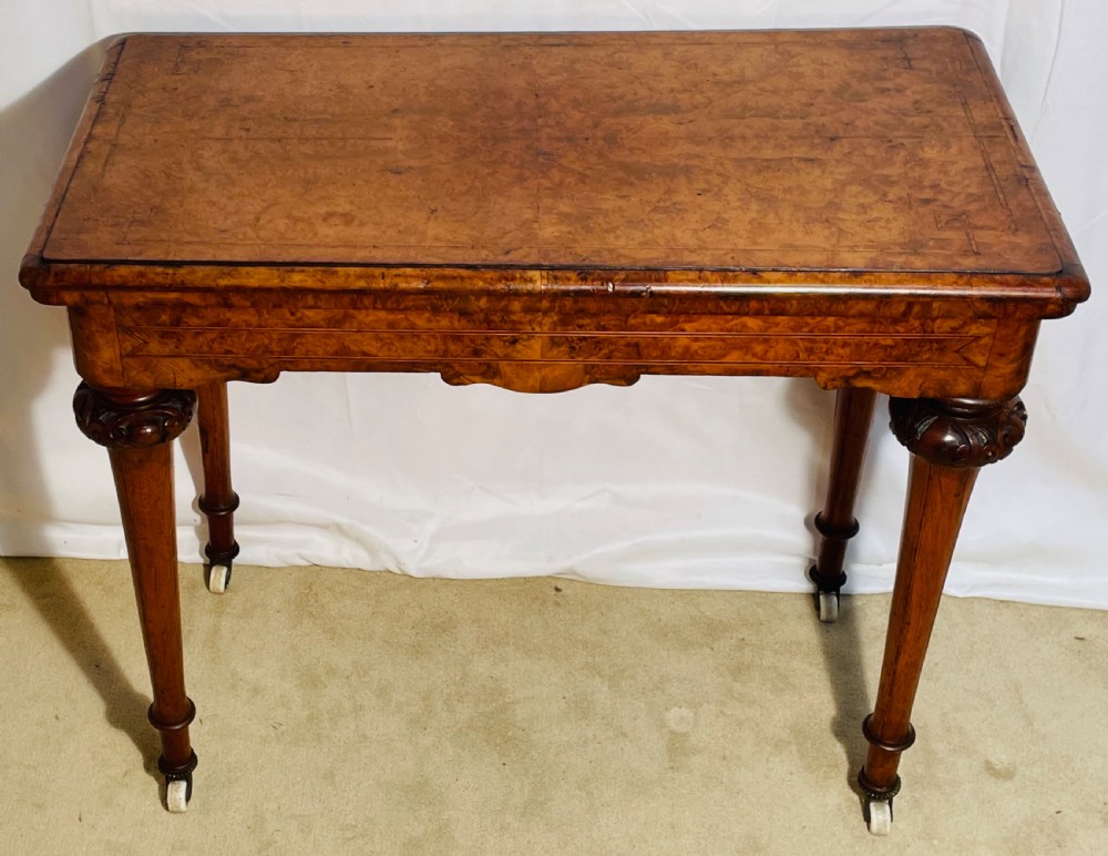 Victorian Burr Walnut & Inlaid Card Table View II