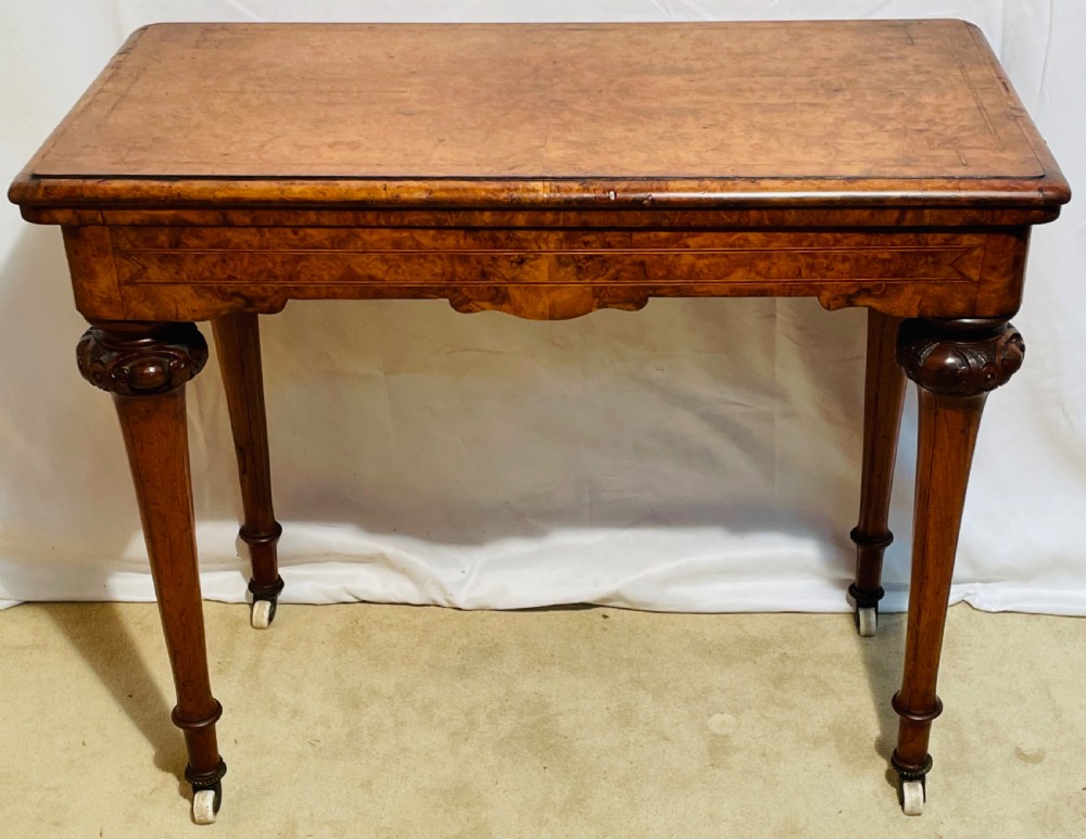 Victorian Burr Walnut & Inlaid Card Table View III