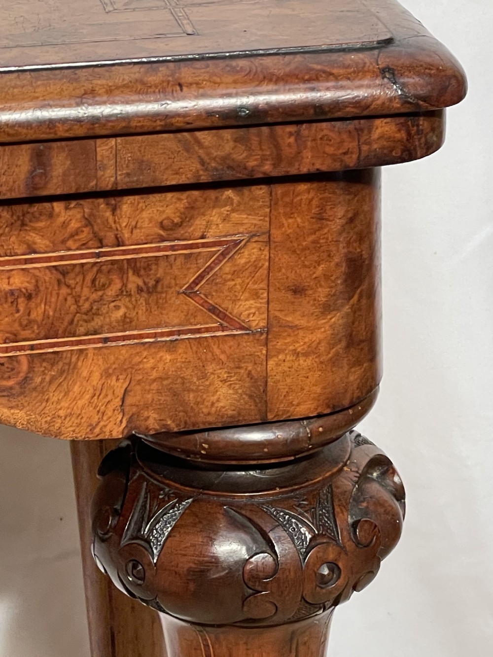 Victorian Burr Walnut & Inlaid Card Table View IV
