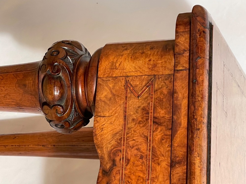 Victorian Burr Walnut & Inlaid Card Table View V
