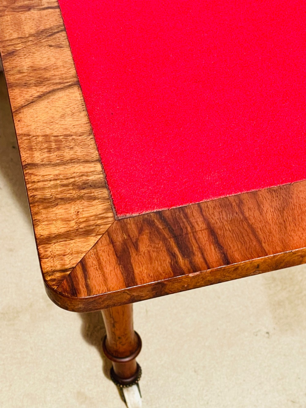Victorian Burr Walnut & Inlaid Card Table View XI