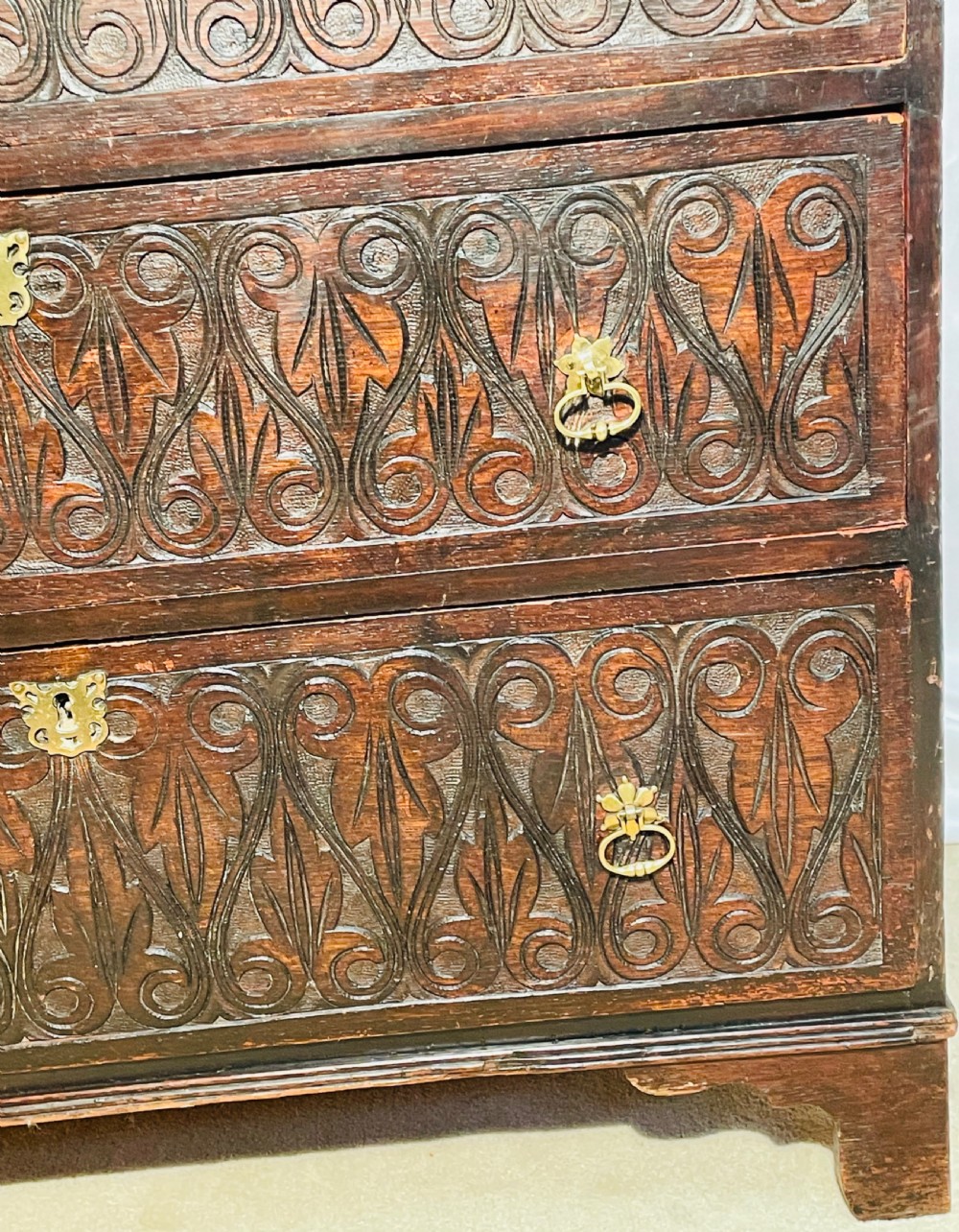 Antique Carved Oak Chest of Drawers  View VI