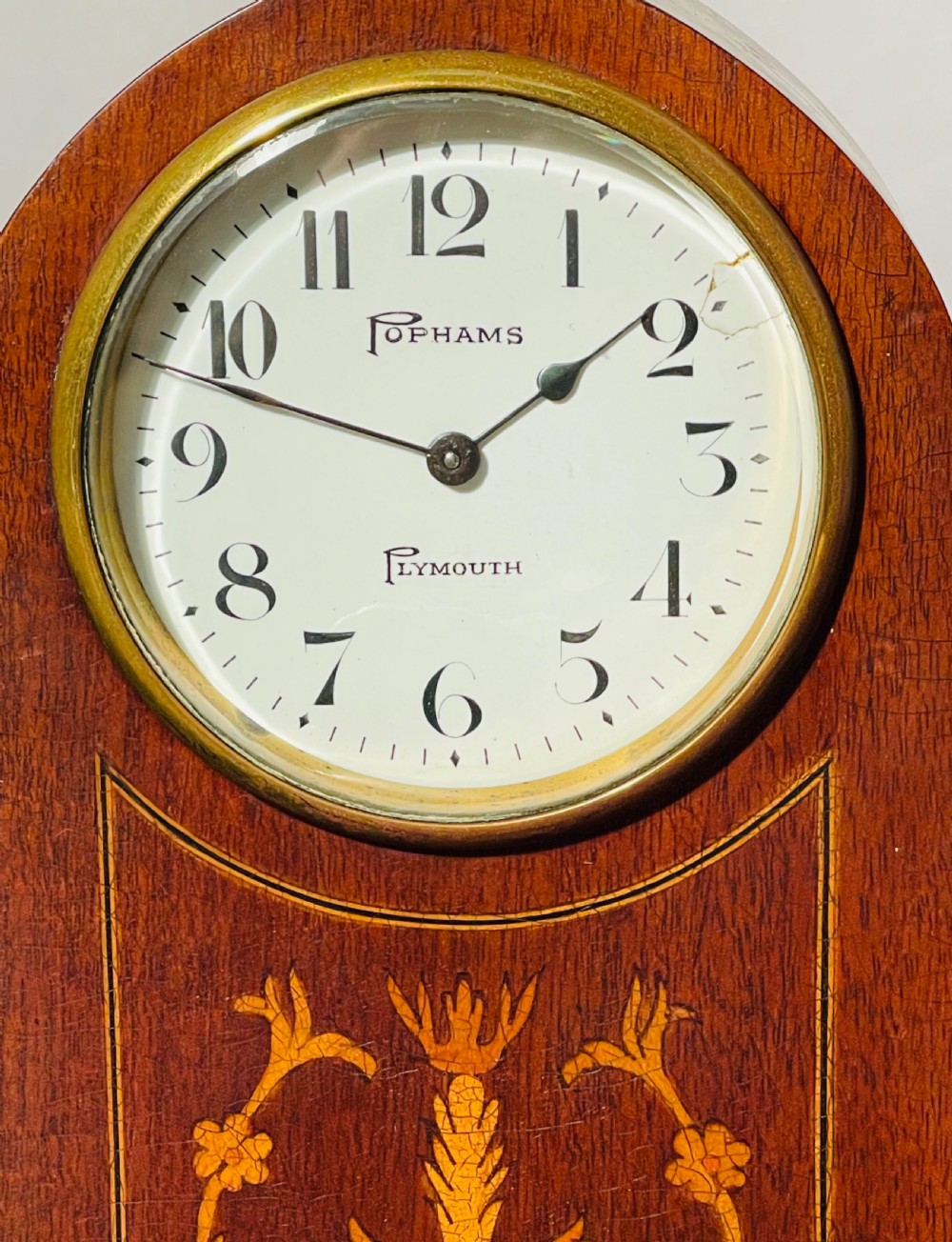 Edwardian Inlaid Mahogany Architectural Arch Timepiece  View VIII