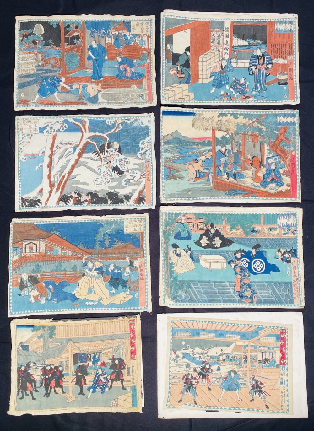 Fine set of 8 Fine Quality Japanese Prints (unframed)