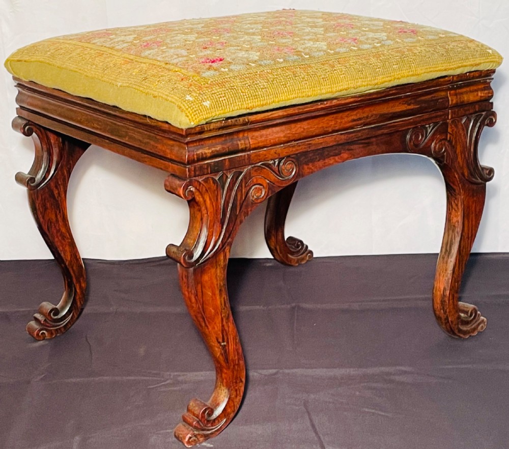Regency Rosewood Carved Sabre Leg Stool of Quality.