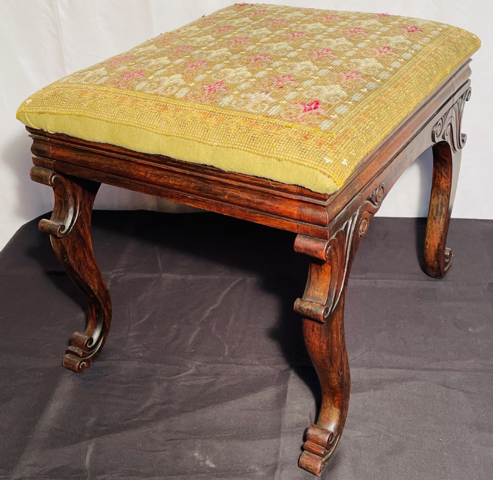 Regency Rosewood Carved Sabre Leg Stool of Quality. View II