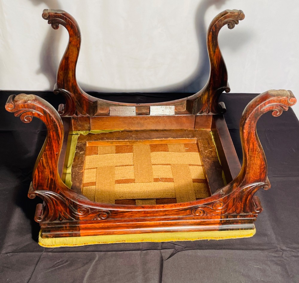 Regency Rosewood Carved Sabre Leg Stool of Quality. View III