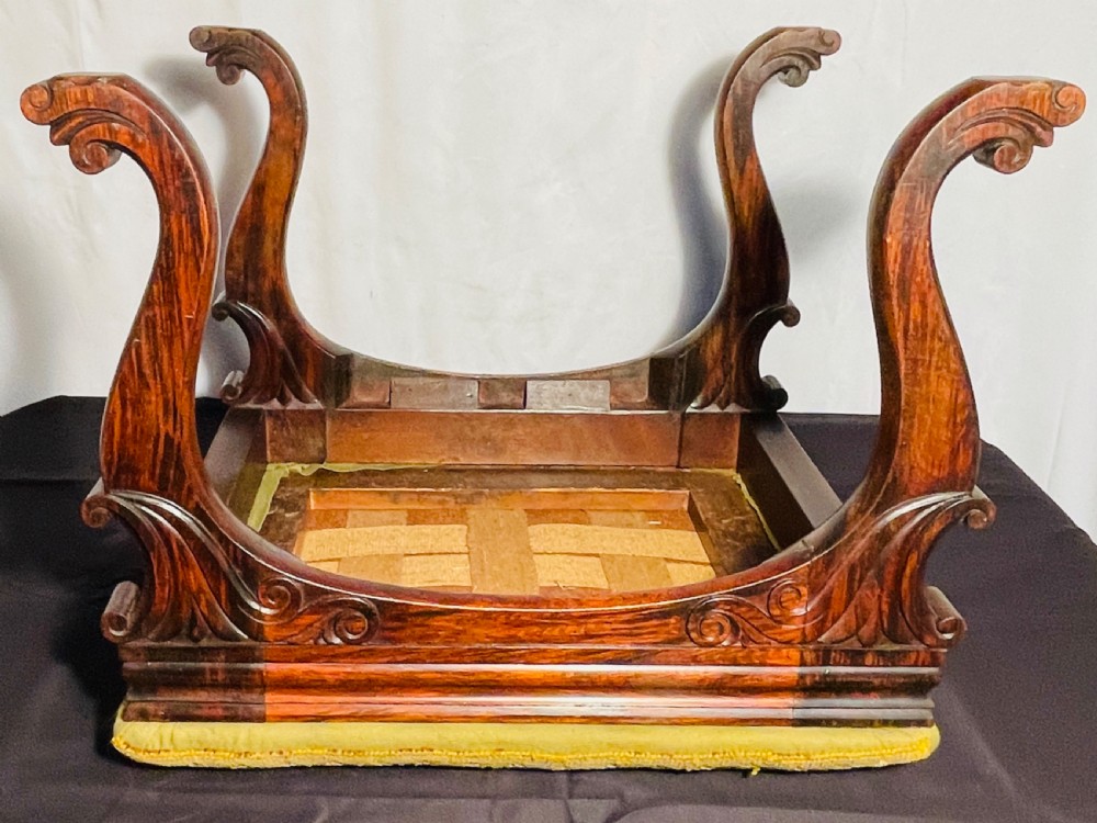 Regency Rosewood Carved Sabre Leg Stool of Quality. View IV