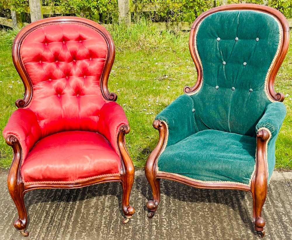 Matched Pair of Victorian Armchairs (suiting reupholstery) View II