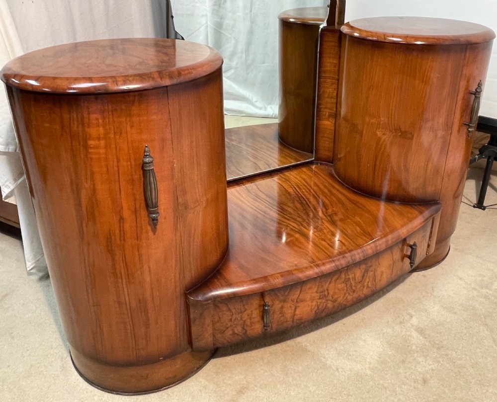 Fabulous Shrager Burr Walnut Iconic Cylinder Dressing Table View II