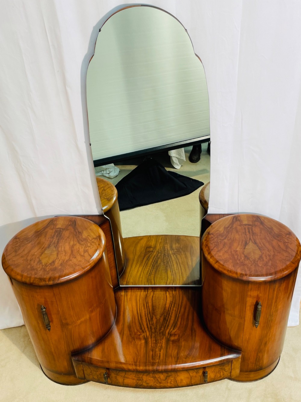 Fabulous Shrager Burr Walnut Iconic Cylinder Dressing Table View XIV