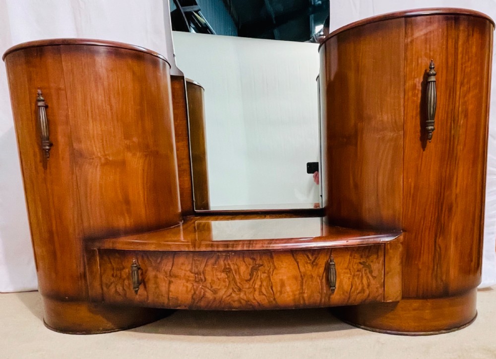Fabulous Shrager Burr Walnut Iconic Cylinder Dressing Table View XV